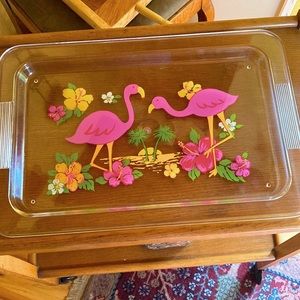 Flamingo, plastic serving tray.   One available.